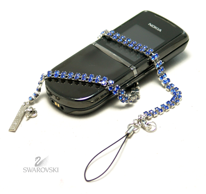 Подвеска украшение для телефона Bracciolo ( WH/BL ) Swarovski 